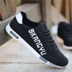 Men's winter warm autumn new men's canvas shoes casual shoes breathable British all-match deodorant shoes Forty-three Black 6391