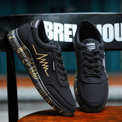 Casual shoes men all-match 2017 Korean students early autumn new canvas shoes sports shoes Harajuku female ulzzang Forty-three Black gold
