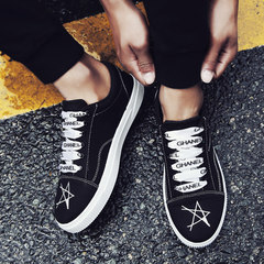 Casual shoes men all-match 2017 Korean students early autumn new canvas shoes sports shoes Harajuku female ulzzang Forty-three Black and white