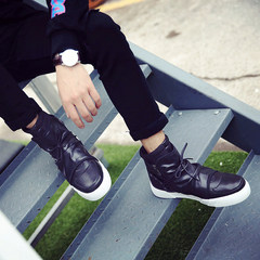 Early autumn high shoes men's trend of Korean British style Metrosexual zipper waist thick bottom white Jobon shoes Forty-three black