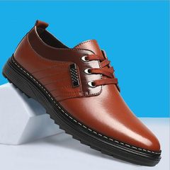 Early autumn shoes for men high shoes shoes men all-match leather soft bottom soft business men's casual shoes men tide Forty-three brown