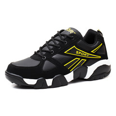 Early autumn autumn new leisure sports shoes shoes waterproof leather shoes running shoes leisure shoes flames Thirty-eight 556 black and yellow leather