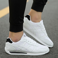 Early autumn new men's shoes Agam white running shoes male youth sport shoes tiger shoes male Korean tide shoes Forty-three white