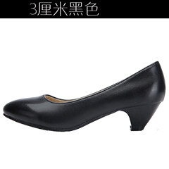 Spring and autumn single shoes, black shoes, comfortable shoes, soft soles, pointed heels, big shoes Thirty-six Black 3 cm