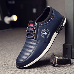 Dandy shoes Leather Mens Sports shoes lace shoes male Korean youth early autumn new trend Thirty-eight blue