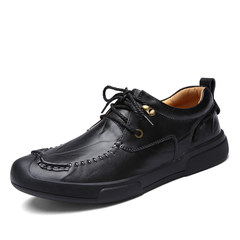 Early autumn new shoes leather casual shoes men breathable Korean business shoes soled casual male shoes in winter Thirty-eight 1618 pieces of black
