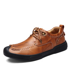 Early autumn new shoes leather casual shoes men breathable Korean business shoes soled casual male shoes in winter Thirty-eight 1618 red brown