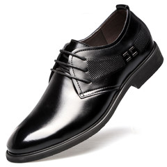 Brown leather shoes men's business casual dress shoes leather shoes a British style wedding shoes new autumn 39 [a small amount of spot] 1014 black