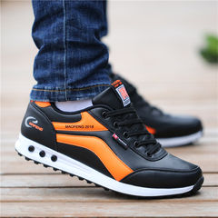 Pro Korean all-match shoes men sports shoes casual shoes leather 17 new autumn student waterproof shoes Forty-three Orange