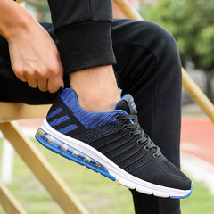 Early autumn new fly line youth sports shoes brand of high middle school students network running shoes leisure travel shoes tide Thirty-eight 1702 black and blue air cushion