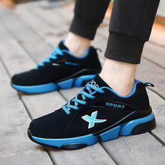 Early autumn winter sports shoes for men shoes mens running shoes leather shoes cushion damping shoes travel shoes Forty-three 996 black blue