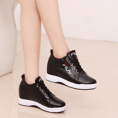 White shoes wedge sneakers breathable mesh student shoes all-match Korean thick soled shoes leisure in autumn Thirty-seven Black 358