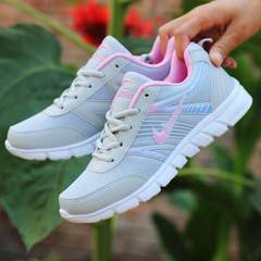 Autumn and winter net cloth shoes, breathable women's shoes, light and comfortable sports shoes, flat bottom leisure shoes, student shoes, work shoes, travel shoes Thirty-eight 603 ash powder