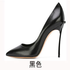 The fall of 2017 new BOW HEELS female fine with nightclub sexy high heels shoes all-match etiquette Thirty-nine Black [heel height 12cm]