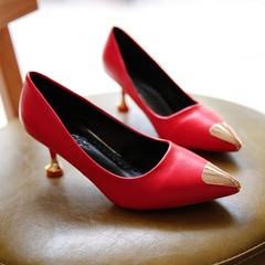 High heels summer 2017 new female cat pointed heels all-match with fine fashion shoes shoes. Four Thirty-five gules