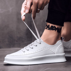 2017 new male shoe lace early autumn thick soled shoes autumn Korean male young artists all-match white shoes Forty-one Hey white gang -1805 white