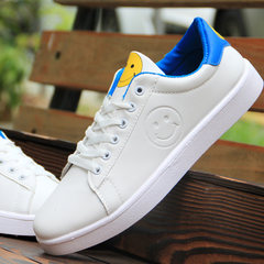 2017 new Korean youth all-match early autumn white shoe leather shoes shoes slip waterproof male students tide Smaller size, increase one yard purchase F25 white blue