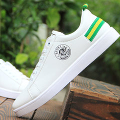 2017 new Korean youth all-match early autumn white shoe leather shoes shoes slip waterproof male students tide Smaller size, increase one yard purchase F28 white green