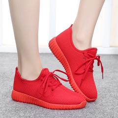 2017 autumn Beijing old cloth shoes, breathable casual flat bottomed sports, flying coconut shoes, anti slip soft bottom, mother shoes Thirty-five 6625 single shoes red