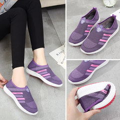 The old winter Beijing shoes women shoes flat pedal mother shoes and cashmere thermal old sports shoes Thirty-nine Purple A1