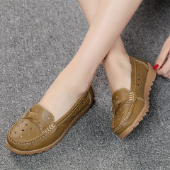 Fall flat shoes soft bottom shoes Doug mom casual comfort nurse shoes all-match Dichotomanthes end white women shoe shoes Thirty-nine Hollowed out twist drill