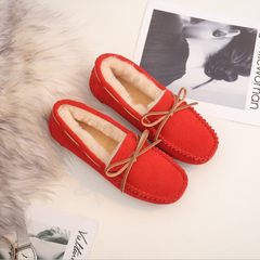 One sheep fur shoes with leather flat Doug cashmere wool snow boots warm winter mother pregnant women shoes Thirty-eight gules