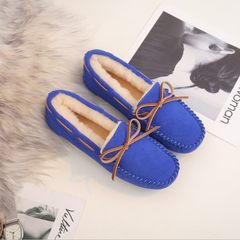 One sheep fur shoes with leather flat Doug cashmere wool snow boots warm winter mother pregnant women shoes Thirty-eight Royal Blue