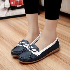New year's edition of Korean bean shoes, soft soles, shoes, nurses, white shoes, women's shoes and shoes Thirty-eight Navy Blue