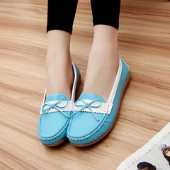 New year's edition of Korean bean shoes, soft soles, shoes, nurses, white shoes, women's shoes and shoes Thirty-eight Moon blue
