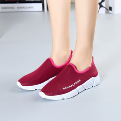 Autumn and winter old Beijing cloth shoes, women's warm, breathable, flat heel, suede thickening shoes, sports shoes, flat Mama shoes Thirty-eight Rose red [single shoes 668]