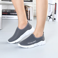 Autumn and winter old Beijing cloth shoes, women's warm, breathable, flat heel, suede thickening shoes, sports shoes, flat Mama shoes Thirty-eight Grey [single shoes 668]