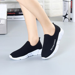 Autumn and winter old Beijing cloth shoes, women's warm, breathable, flat heel, suede thickening shoes, sports shoes, flat Mama shoes Thirty-eight Black [single shoes 668]