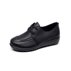 KFC work shoes, black leather shoes, flat soles, sole shoes, women's shoes, comfortable heel shoes Thirty-eight 8805 all-match black