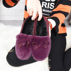 In the spring of 2017. All-match Doug shoes casual shoes shoes old mother Beijing shallow mouth flat shoes female Thirty-eight Cotton purple