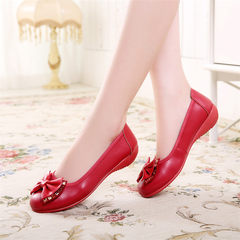Flat bottom comfortable pregnant women single shoes, 2017 spring heel heel, soft bottom flat with mother shoes, peas shoes Thirty-seven Claret