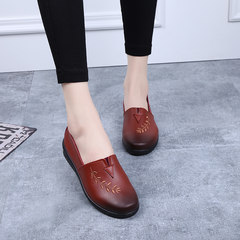The spring and autumn old Beijing shoes shoes shoes with flat mother grandma in the elderly old lady slip soft bottom shoes 38 (free exchange) Orange ear