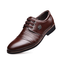 The new leather men's shoes business casual shoes Gucci men's early autumn British youth male dress shoes lace up shoes Thirty-eight Dark brown