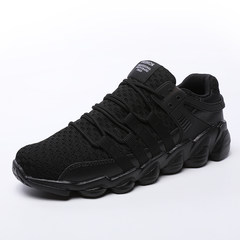 Early autumn new men's casual shoes breathable mesh shoes shoes 4546 Korean mesh running shoes deodorant shoes Thirty-eight 715 black