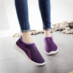 Foot slip slip, soft bottom and cashmere, warm and casual women's shoes, old Beijing cloth shoes, women's shoes, flat bottom, middle aged and old mothers shoes Thirty-eight A pedal purple women shoes