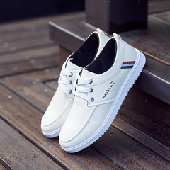 New men's casual shoes men's shoes autumn loafer shoes pedal Korean male male trend Forty-three Leather B36 white