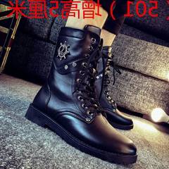 The new 2017 2017 early autumn new men's casual Martin boots high boots Korean military boots barrel trend in spring and Autumn Thirty-eight Sky blue