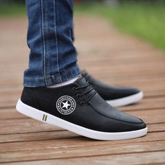 Men's shoes fall 2017 new men's business casual shoes men soft leather lacing youth shoes. Forty-three Milky white