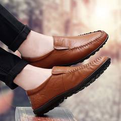 The new men's male leather shoes peas early New England men's casual shoes mens shoes 100 sets foot in autumn Thirty-eight Apricot