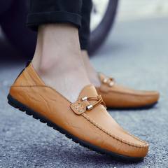 The new men's male leather shoes peas early New England men's casual shoes mens shoes 100 sets foot in autumn Thirty-eight Blackish green