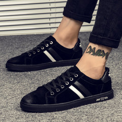 2017 new shoes in the early autumn green trend of Korean all-match men's black students sports shoes casual shoes Forty-three black