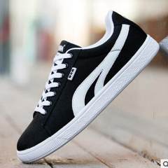 Early autumn new canvas shoes 14 boys sport shoes 15 shoes 16 years old junior high school students Thirty-eight black and white