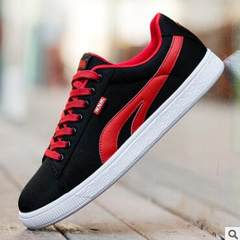 Early autumn new canvas shoes 14 boys sport shoes 15 shoes 16 years old junior high school students Thirty-eight Black and red
