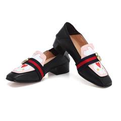 [BELLE] special offer every day Hui Xuan square with coarse with pearl with the leather shoes mom lazy shoes shoes Thirty-eight A color matching of Athens black 316 Gang