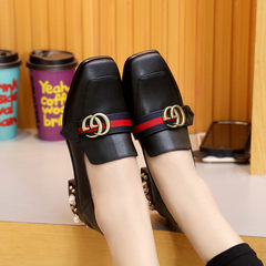 [BELLE] special offer every day Hui Xuan square with coarse with pearl with the leather shoes mom lazy shoes shoes Thirty-eight Black 316 with bead A