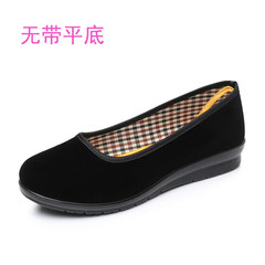 Old Beijing cloth shoes, women's spring and autumn hotel work shoes, women's black cloth shoes, antiskid flat soles, nurse mother shoes, dance single shoes Thirty-eight Black Belt 078